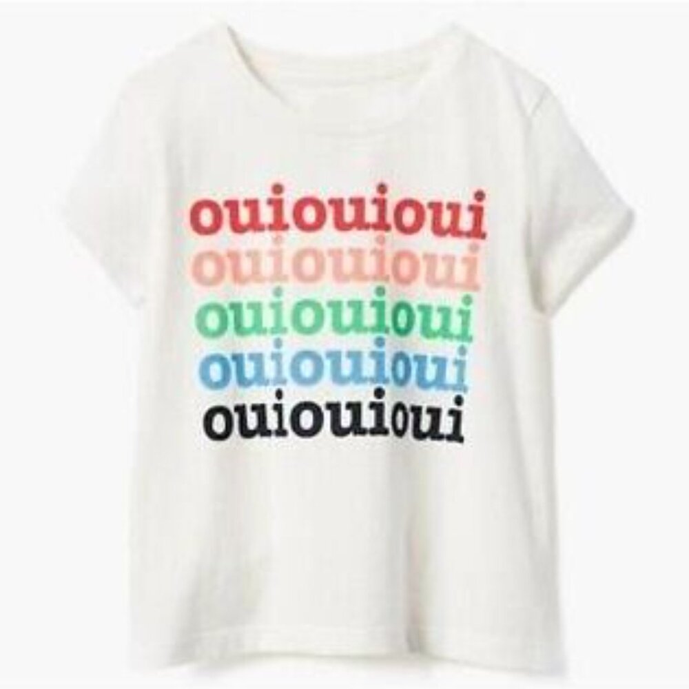 Gymboree So Ready for School Oui T-shirt, Ivory, Size M (7-8)